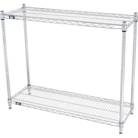 Nexel 2 Shelf, Chrome Wire Shelving Unit, Starter, 42inW x 18inD x 34inH B3124408